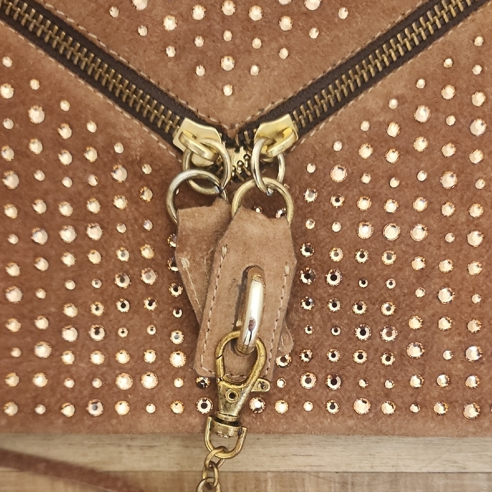 Cassandra Los Angeles Studded Leather Clutch with Tassel - Picture 3 of 9